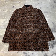 画像1: ALL OVER CROCODILE PATTERN HALF ZIP　L/S TOPS / Mens L (1)