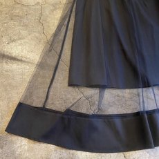 画像5: BLACK COLOR TULLE FLARE LAYERED DESIGN LONG SKIRT / W26~W34 (5)