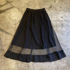 画像2: BLACK COLOR TULLE FLARE LAYERED DESIGN LONG SKIRT / W26~W34 (2)