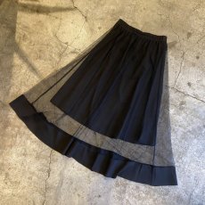 画像4: BLACK COLOR TULLE FLARE LAYERED DESIGN LONG SKIRT / W26~W34 (4)