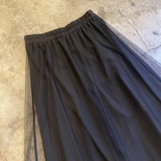 画像3: BLACK COLOR TULLE FLARE LAYERED DESIGN LONG SKIRT / W26~W34 (3)