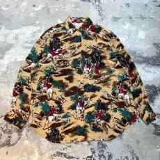 画像1: ALL OVER VARIOUS ANIMAL GRAPHIC PATTERN L/S SHIRT / Mens L (1)