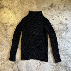 画像1: BLACK COLOR POPCORN DESIGN VELOUR L/S TOPS / Ladies S~M (1)