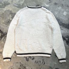 画像2: 90's FISH POINT COTTON KNIT SWEATER / Mens L / MADE IN USA (2)