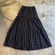 画像2: FEATHER FRINGE DESIGN TIERED LONG SKIRT / W25~W29 (2)