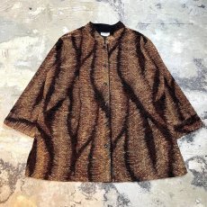 画像1: 90's ALL OVER PATTERN BAND COLLAR L/S SHIRT / Mens M / MADE IN USA (1)