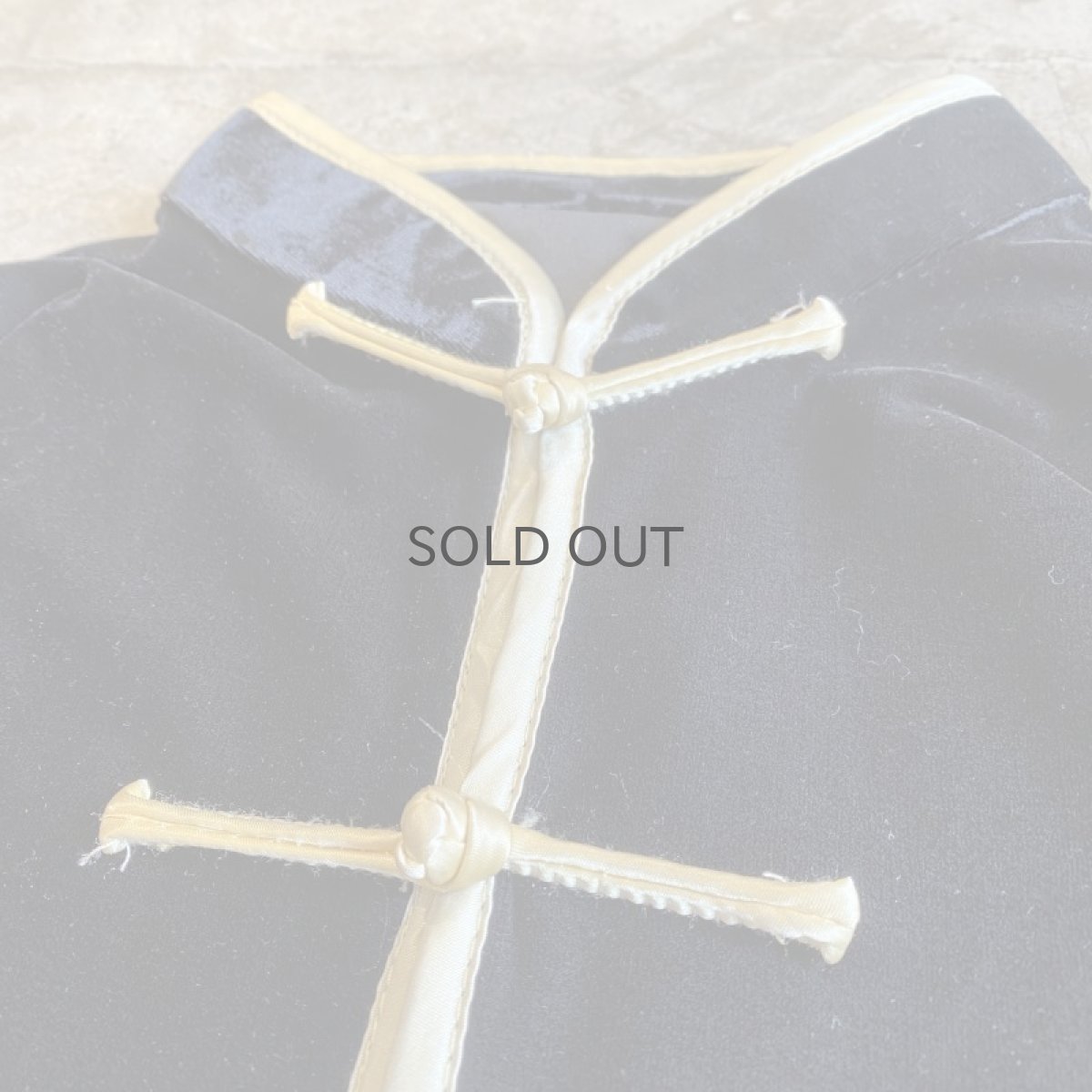 画像8: VELVET BLACK COLOR DESIGN CHINA L/S TOPS / Ladies L (8)