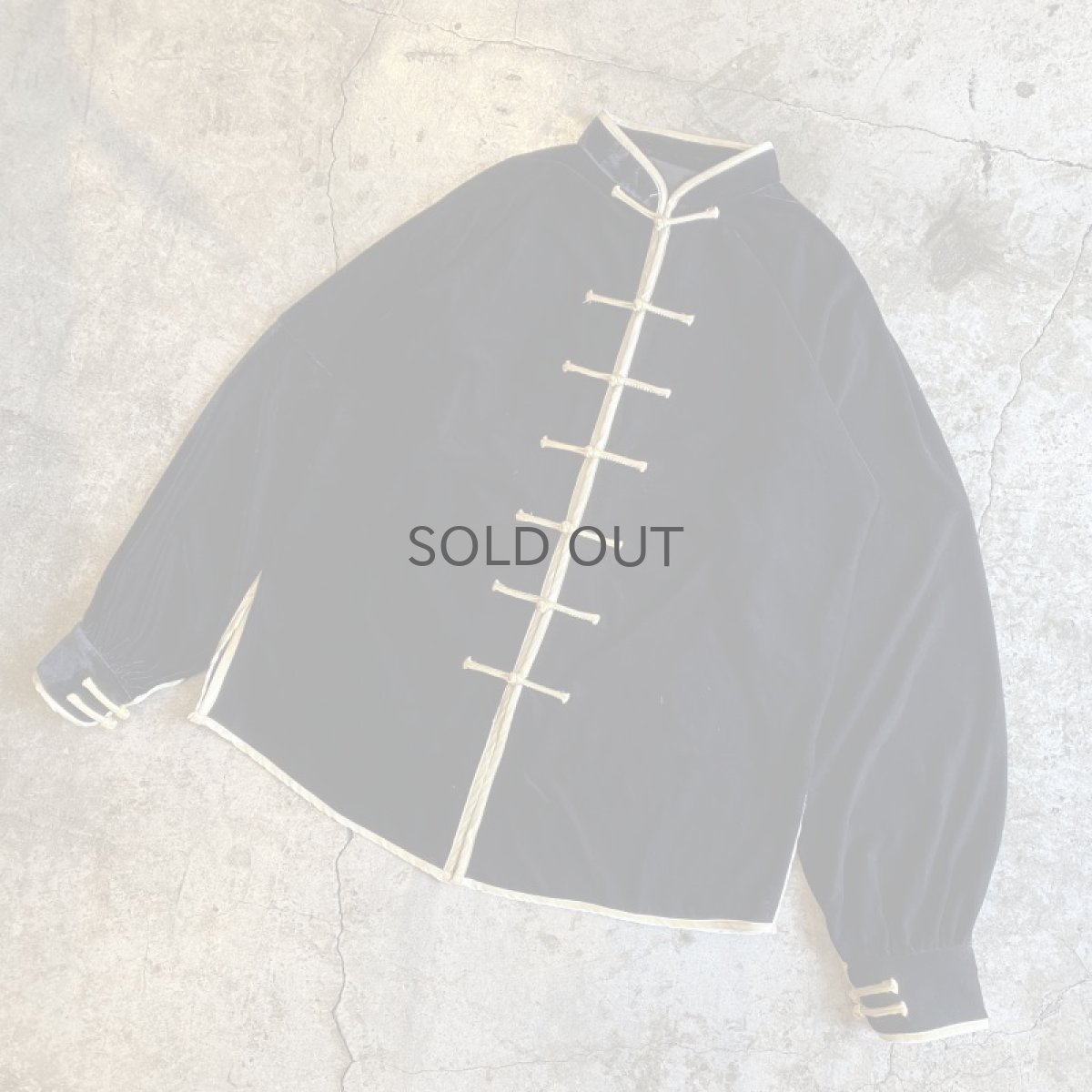 画像4: VELVET BLACK COLOR DESIGN CHINA L/S TOPS / Ladies L (4)