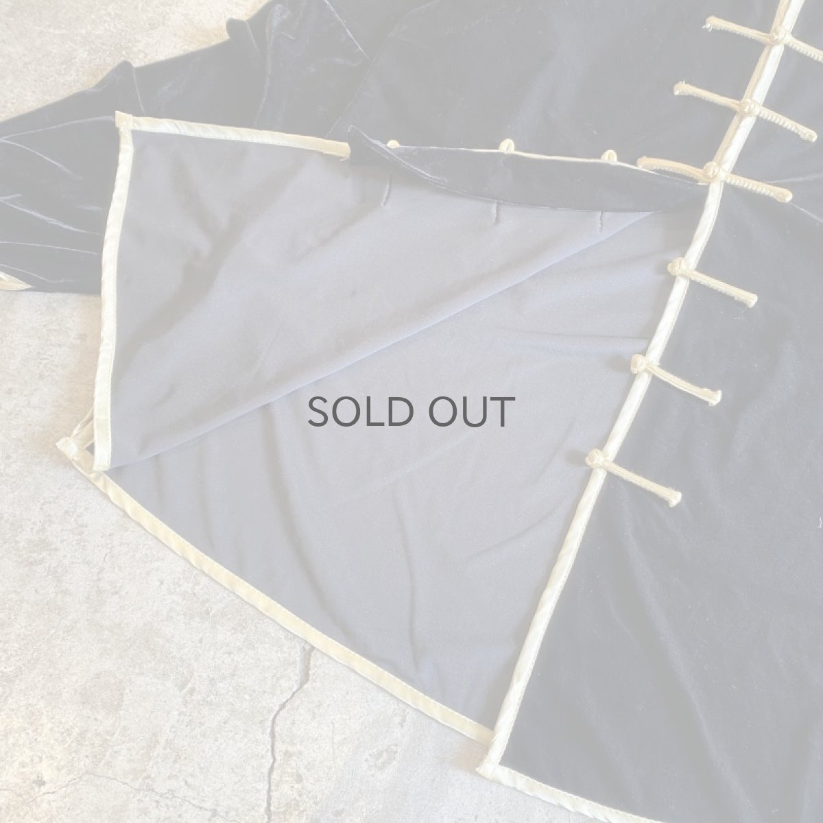 画像11: VELVET BLACK COLOR DESIGN CHINA L/S TOPS / Ladies L (11)