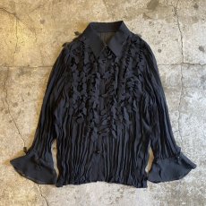 画像1: DECORATIVE DESIGN GATHER SHEER L/S SHIRT / Ladies M (1)