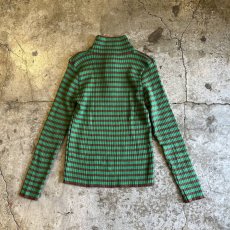 画像2: BORDER PATTERN HALF ZIP DESIGN COLOR RIB L/S TOPS /  Ladies S~M (2)