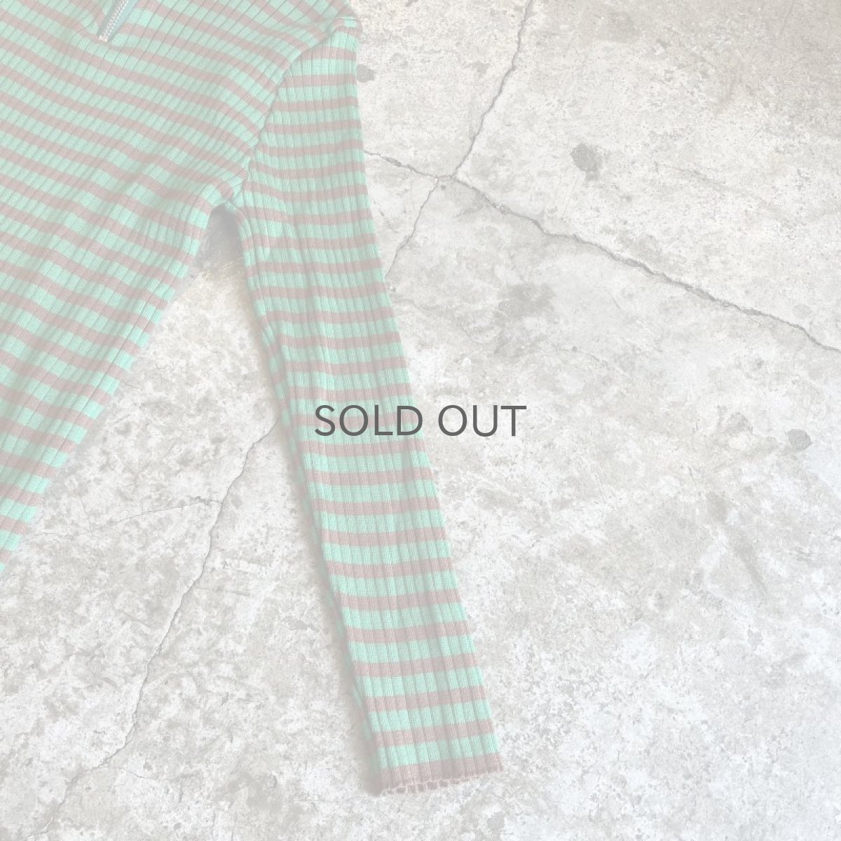 画像7: BORDER PATTERN HALF ZIP DESIGN COLOR RIB L/S TOPS /  Ladies S~M (7)