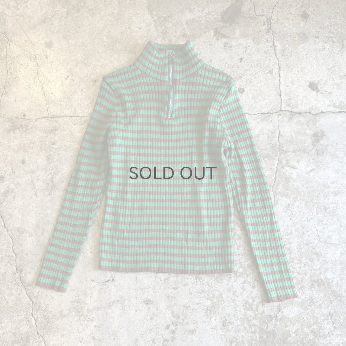 画像1: BORDER PATTERN HALF ZIP DESIGN COLOR RIB L/S TOPS /  Ladies S~M (1)