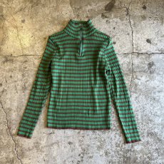 画像1: BORDER PATTERN HALF ZIP DESIGN COLOR RIB L/S TOPS /  Ladies S~M (1)