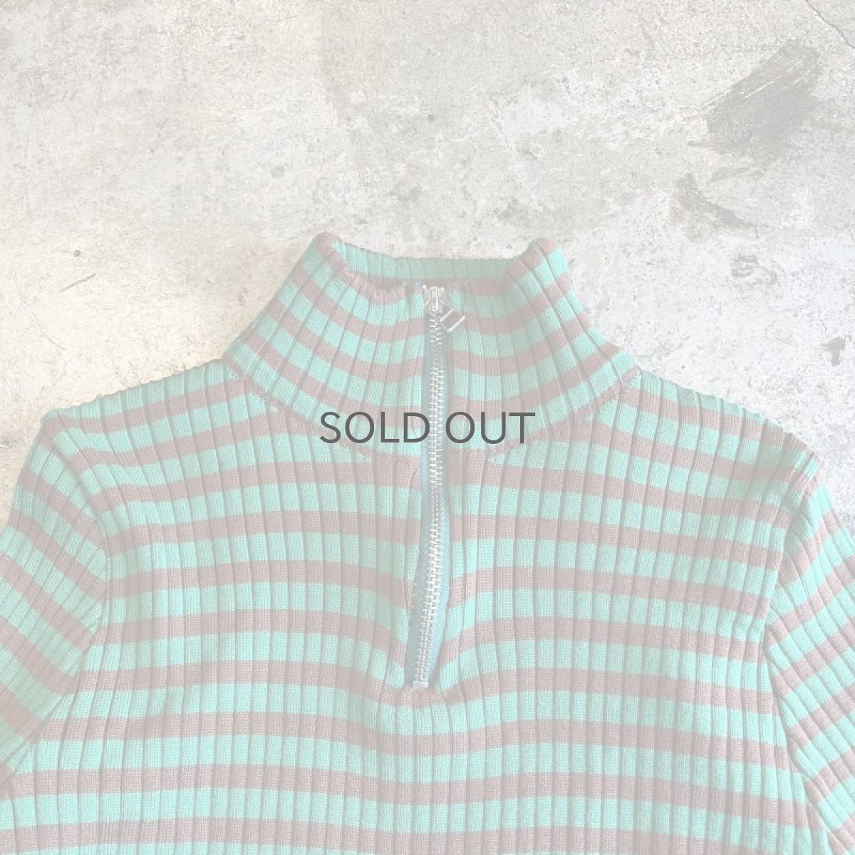 画像8: BORDER PATTERN HALF ZIP DESIGN COLOR RIB L/S TOPS /  Ladies S~M (8)