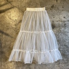 画像2: TIERED DESIGN WHITE COLOR SHEER TULLE LONG SKIRT / W25~W31 (2)