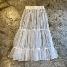 画像1: TIERED DESIGN WHITE COLOR SHEER TULLE LONG SKIRT / W25~W31 (1)