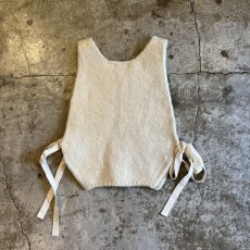 画像2: IVORY COLOR SIDE SLIT RIBBON DESIGN WOOL VEST / Ladies S (2)