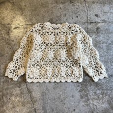 画像2: FLORAL EMBROIDERY DESIGN CROCHET KNIT L/S TOPS / Ladies M (2)