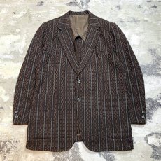 画像1: ALL OVER STRIPE PATTERN TAILORED JACKET / Mens L / MADE IN ENGLAND (1)