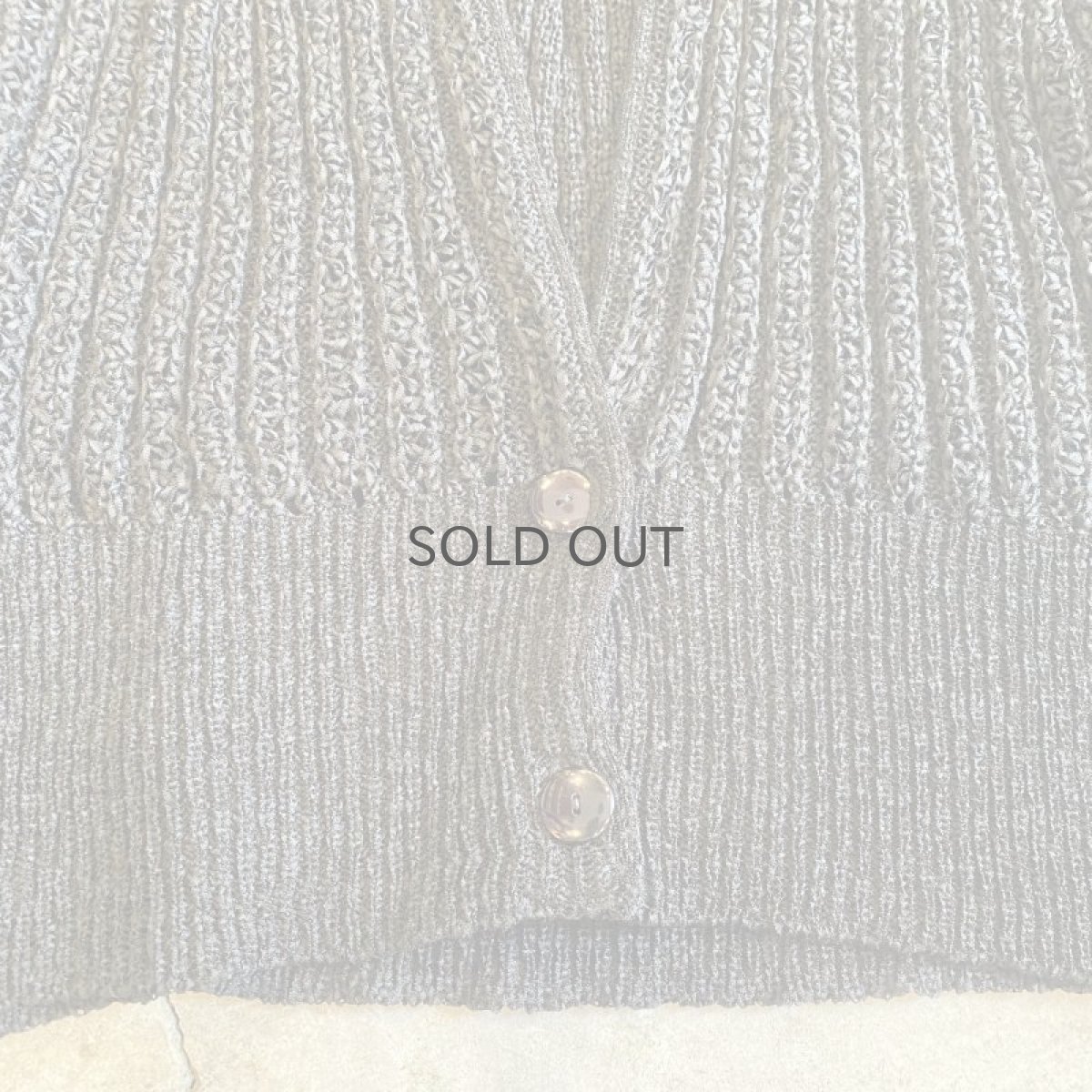 画像5: BLACK COLOR PUFF SHOULDER CROCHET KNIT DESIGN CARDIGAN / Ladies M (5)