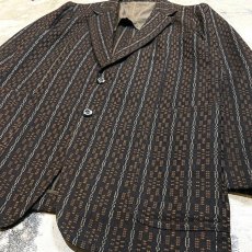 画像6: ALL OVER STRIPE PATTERN TAILORED JACKET / Mens L / MADE IN ENGLAND (6)