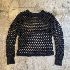 画像2: BLACK COLOR DESIGN MESH TOPS / Ladies L (2)