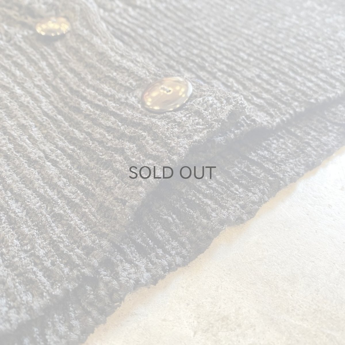 画像11: BLACK COLOR PUFF SHOULDER CROCHET KNIT DESIGN CARDIGAN / Ladies M (11)