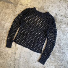 画像4: BLACK COLOR DESIGN MESH TOPS / Ladies L (4)