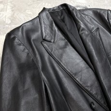 画像3: DOUBLE BREASTED BLACK LEATHER JACKET / Mens L (3)