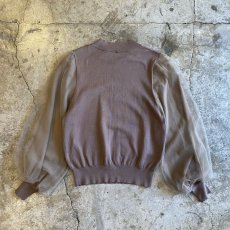 画像2: BEIGE COLOR VOLUME SLEEVE SHEER DESIGN KNIT TOPS / Ladies M (2)