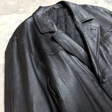 画像3: DOUBLE BREASTED LEATHER MIDDLE COAT / Mens L (3)