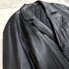 画像3: DOUBLE BREASTED LEATHER MIDDLE COAT / Mens L (3)