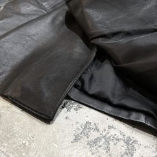 画像8: DOUBLE BREASTED BLACK LEATHER JACKET / Mens L (8)