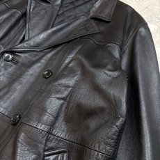 画像4: DOUBLE BREASTED LEATHER MIDDLE COAT / Mens L (4)