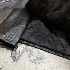 画像8: DOUBLE BREASTED LEATHER MIDDLE COAT / Mens L (8)