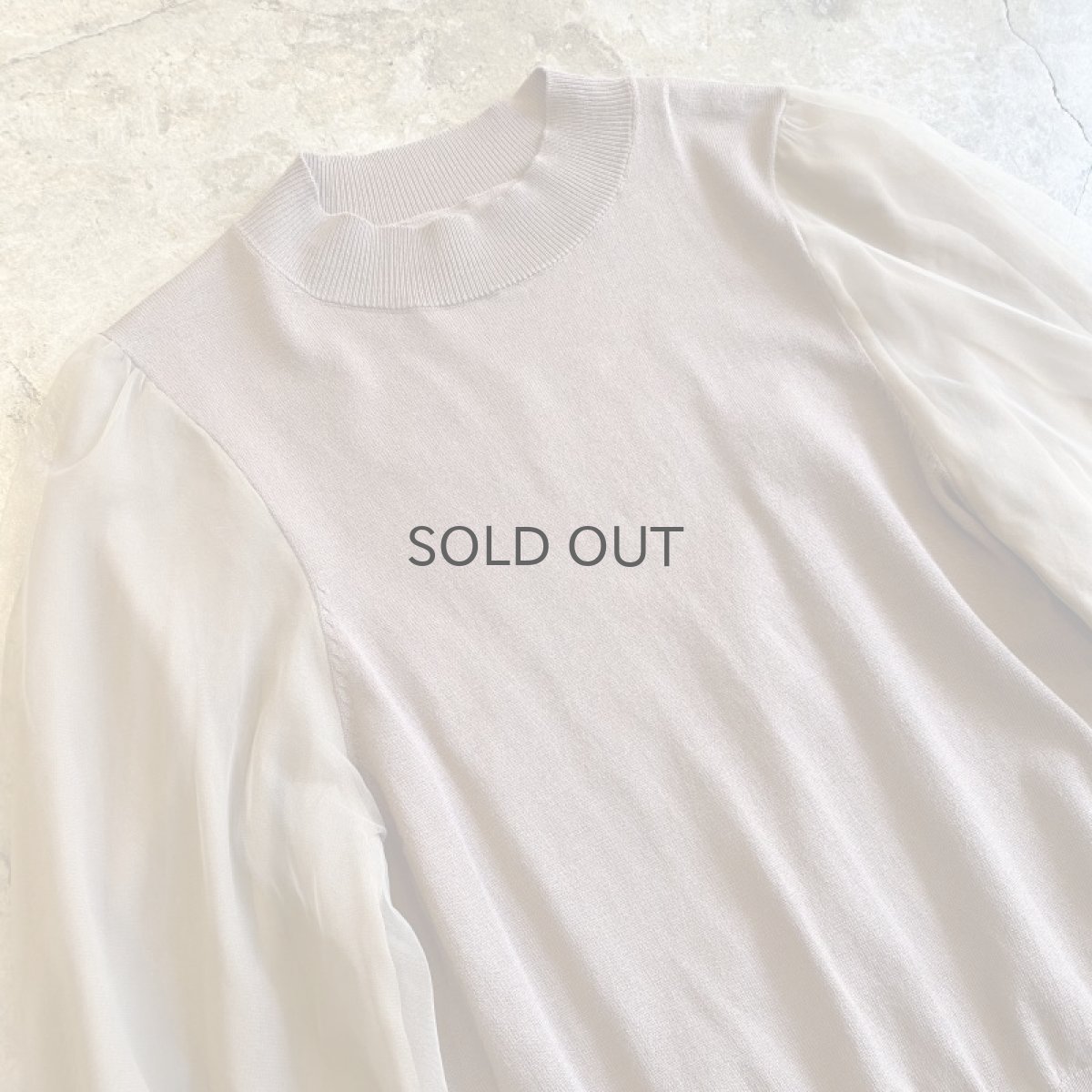 画像3: BEIGE COLOR VOLUME SLEEVE SHEER DESIGN KNIT TOPS / Ladies M (3)