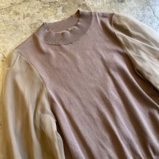 画像3: BEIGE COLOR VOLUME SLEEVE SHEER DESIGN KNIT TOPS / Ladies M (3)