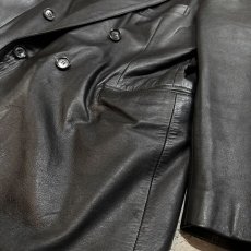 画像6: DOUBLE BREASTED BLACK LEATHER JACKET / Mens L (6)