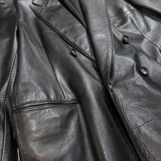 画像5: DOUBLE BREASTED BLACK LEATHER JACKET / Mens L (5)