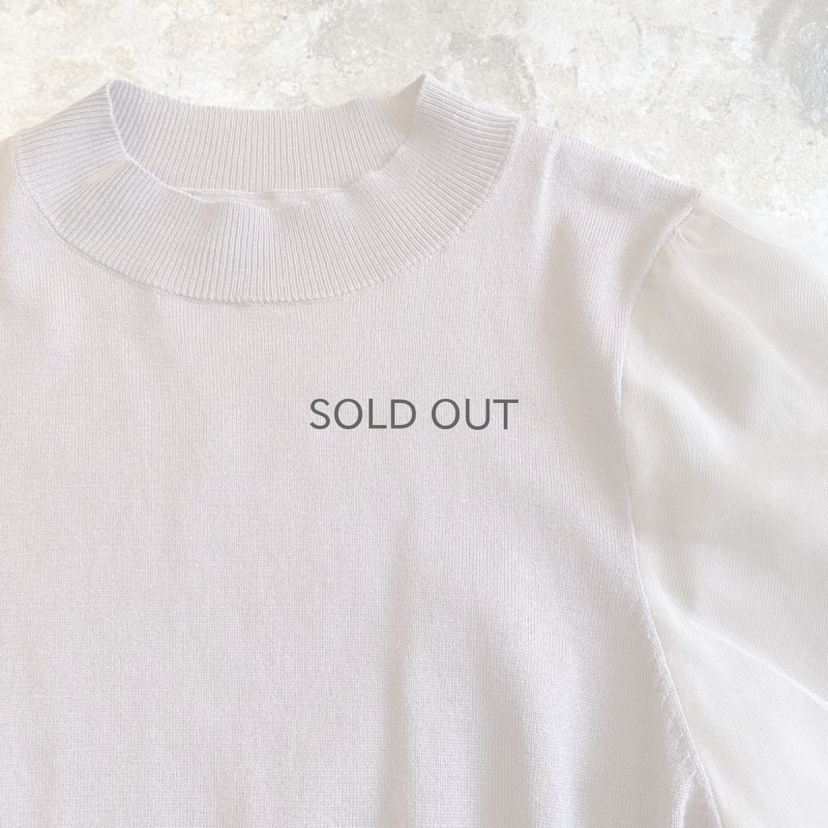 画像8: BEIGE COLOR VOLUME SLEEVE SHEER DESIGN KNIT TOPS / Ladies M (8)