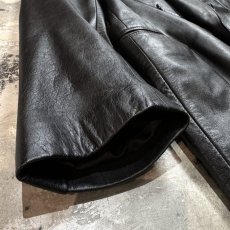 画像7: DOUBLE BREASTED BLACK LEATHER JACKET / Mens L (7)