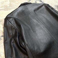 画像9: DOUBLE BREASTED BLACK LEATHER JACKET / Mens L (9)