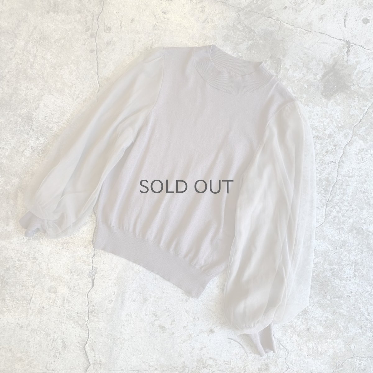 画像4: BEIGE COLOR VOLUME SLEEVE SHEER DESIGN KNIT TOPS / Ladies M (4)