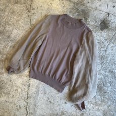 画像4: BEIGE COLOR VOLUME SLEEVE SHEER DESIGN KNIT TOPS / Ladies M (4)