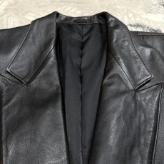 画像10: DOUBLE BREASTED BLACK LEATHER JACKET / Mens L (10)