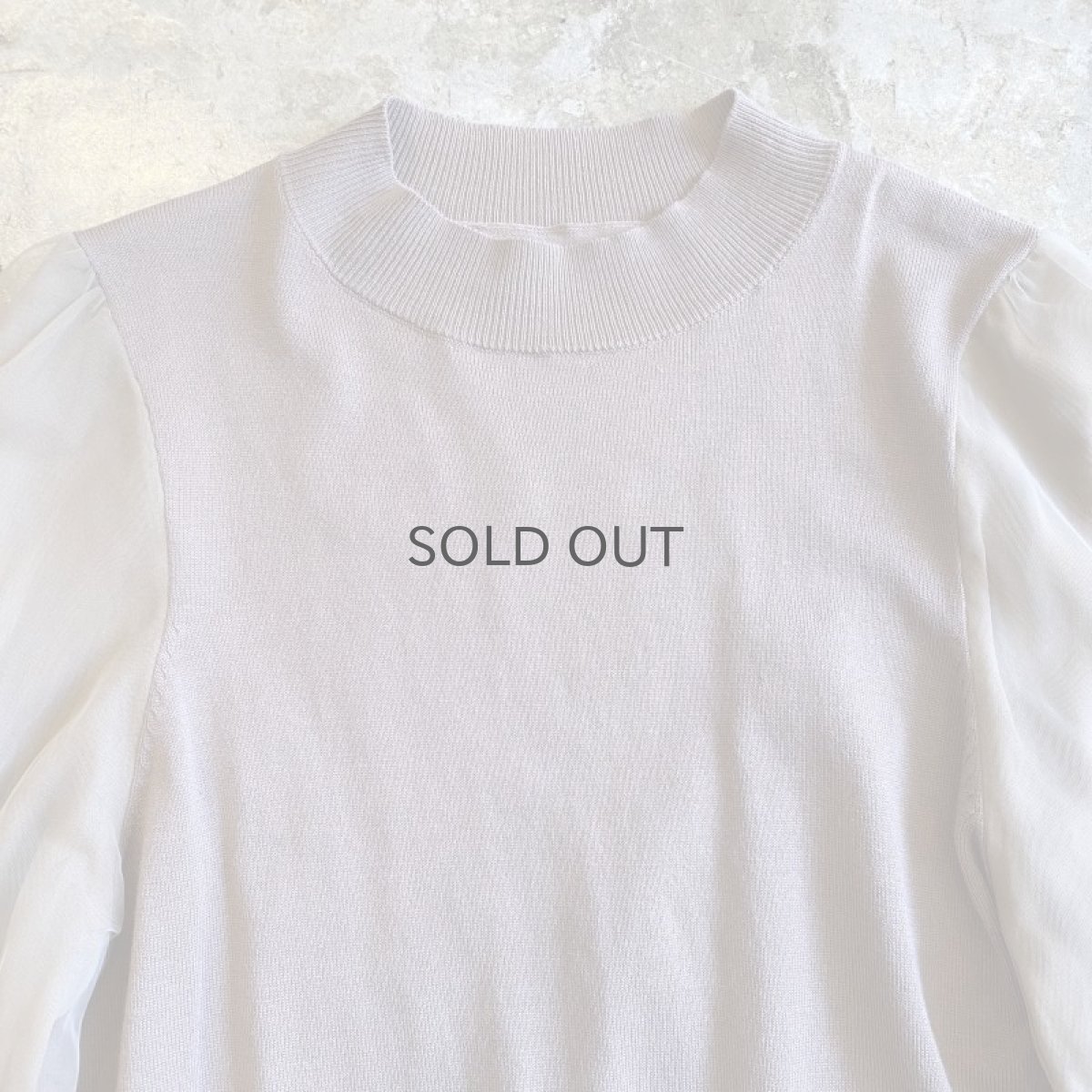 画像6: BEIGE COLOR VOLUME SLEEVE SHEER DESIGN KNIT TOPS / Ladies M (6)