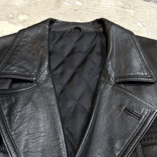 画像10: DOUBLE BREASTED LEATHER MIDDLE COAT / Mens L (10)