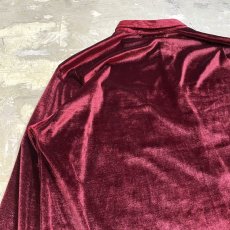 画像9: WINE RED COLOR BIG VELOUR L/S SHIRT / Mens 3XL (9)