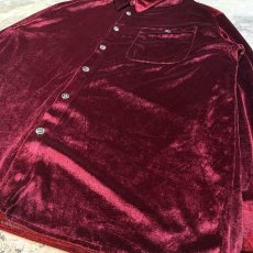 画像6: WINE RED COLOR BIG VELOUR L/S SHIRT / Mens 3XL (6)